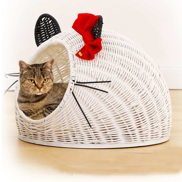 Scratch Resistant Rattan Cute Special Design Round Pet House Cat Cave Bed