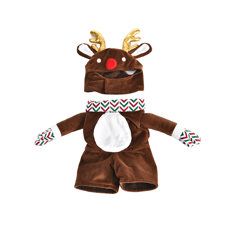 Cute Winter Warm Soft Dog Christmas Costume, Polyester Funny Deer Hoodie Dog Pet Clothes