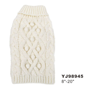 White Knit twist sweater Pet Dog Cat Sweater