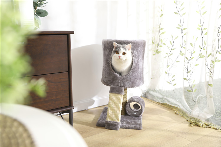 Luxury Gray Cat Climbing Tree,Indoor Cat Tree Condo Perch