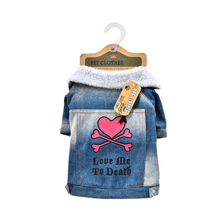 Classic Cute Dog Jeans Jacket Cool Denim Pet Coat for Small Medium Dogs