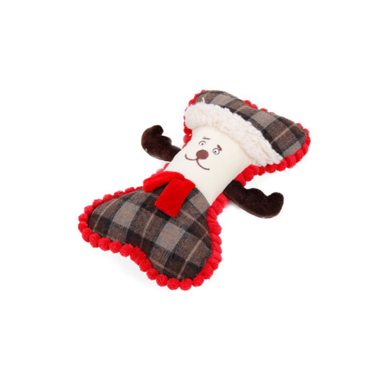 High Performance Bone Shape Polyester Christmas Plush Pet Cute Dog Toy