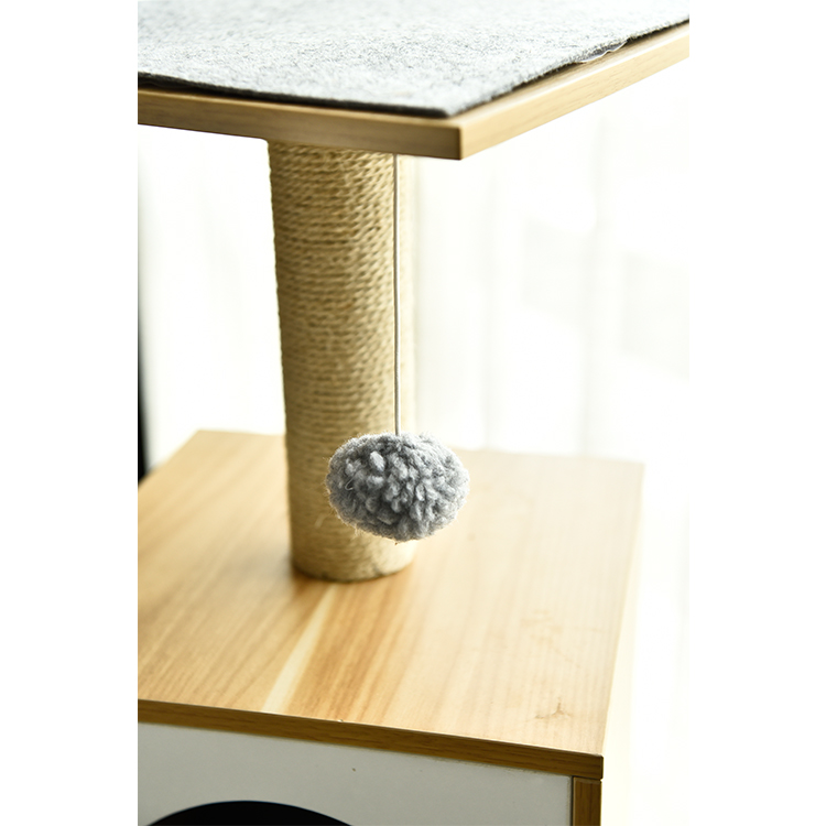 Wood Custom Luxury Beige Cat Tree Tower Condo