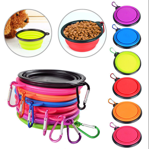 Colorful Dog Cat Food Water Feeding Cup Portable Collapsible Silicone Foldable Dog Bowl