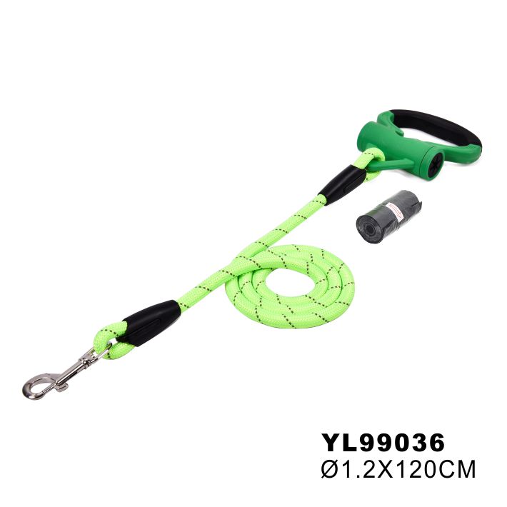 High Quality Nylon Reflective Dog Leash With Waste Poop Bag