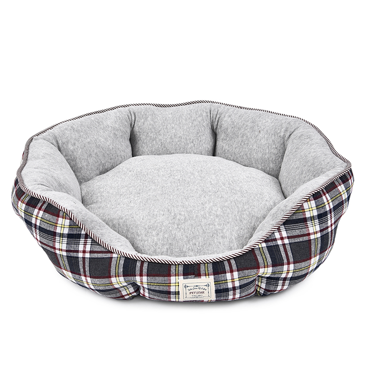 Customized Plaid Plush Orthopedic Pet Cat Bed