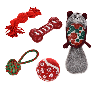 Christmas Fashion 5 Pieces Squeaker Chew Pet Toy Gift Set