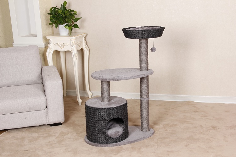 Modern Large Luxury Wood Pet Scratcher Cat Tree With Cave