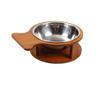 Stainless Steel Wooden Single Pet Food Feeding Small Dog Bowl