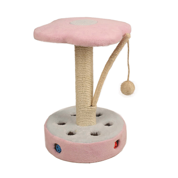 Pet Products Pink Color Cute Wholesale Scratcher Cat Trees With Rope Toy