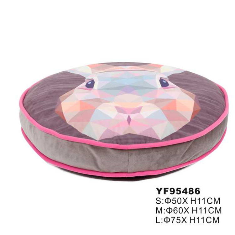 Pet Products Printing Washable Plush Round Dog Bed