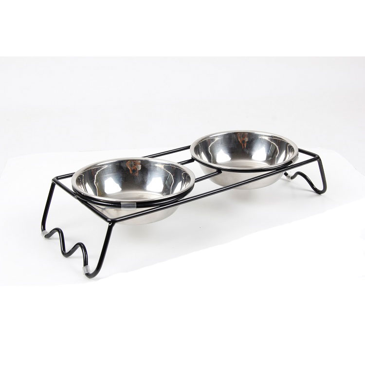 Double Elevated 2 Pet Dog Bowl Stainless Steel