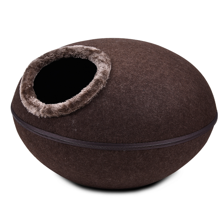 Competitive Hot Product Grey Dark Brown Felt Luxury Cat Beds