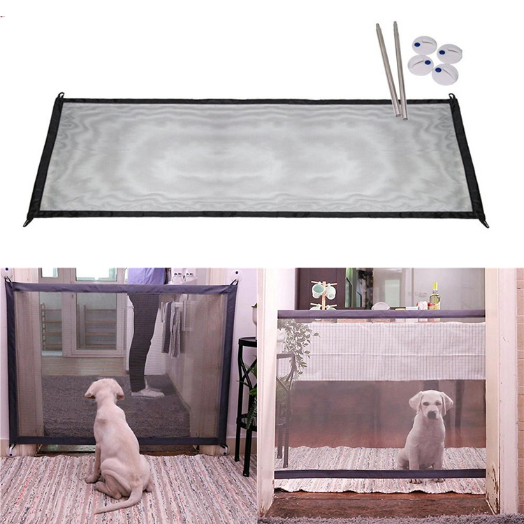 Magic Foldable Durable Pet Dog Mesh Gates, Visible Safety Convenient Home Use Pet Door