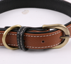 Thick durable padded leather dog collar with metal buckles