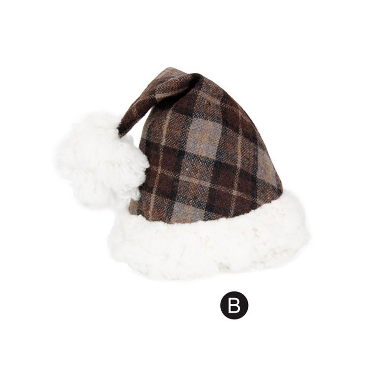 Funny Grid Winter Warm Plush Party Dog Christmas Hat