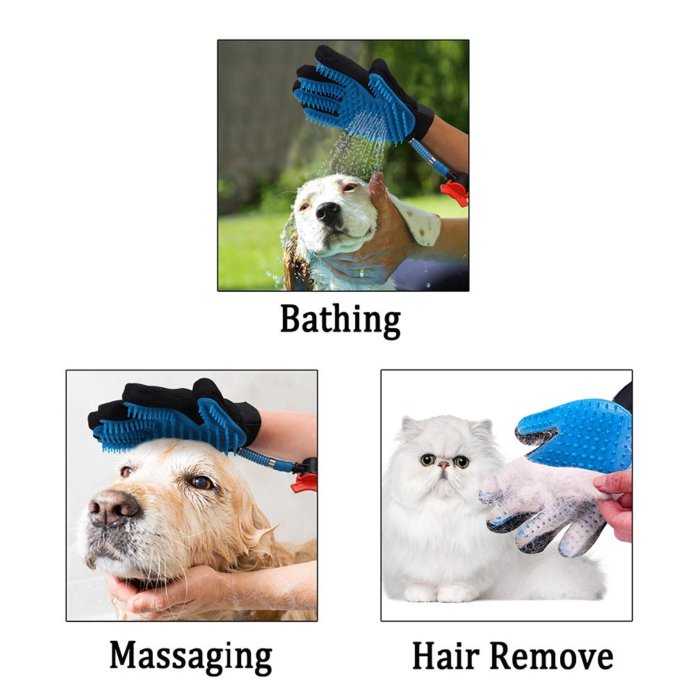 Petstar Pet Bathing Tool Hands On Silicone Pet Grooming Gloves Bath Sprayer Massage