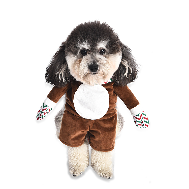 Cute Winter Warm Soft Dog Christmas Costume, Polyester Funny Deer Hoodie Dog Pet Clothes