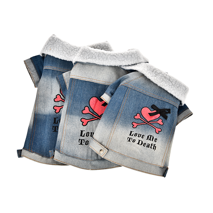 Classic Cute Dog Jeans Jacket Cool Denim Pet Coat for Small Medium Dogs