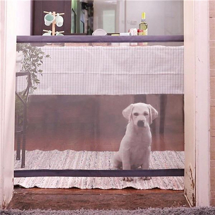 Magic Foldable Durable Pet Dog Mesh Gates, Visible Safety Convenient Home Use Pet Door