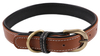 Thick durable padded leather dog collar with metal buckles