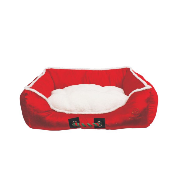High Performance Polyester Holiday Christmas Red Dog Bed