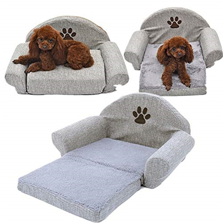 Cotton And Linen Soft Puppy Sofa House Orthopedic Cushion Cave Cat Bed