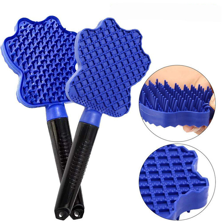 Grooming Tools Dog Pet Hair Remover Brush, Double Sided With Handle Soft Silicone Pet Brush