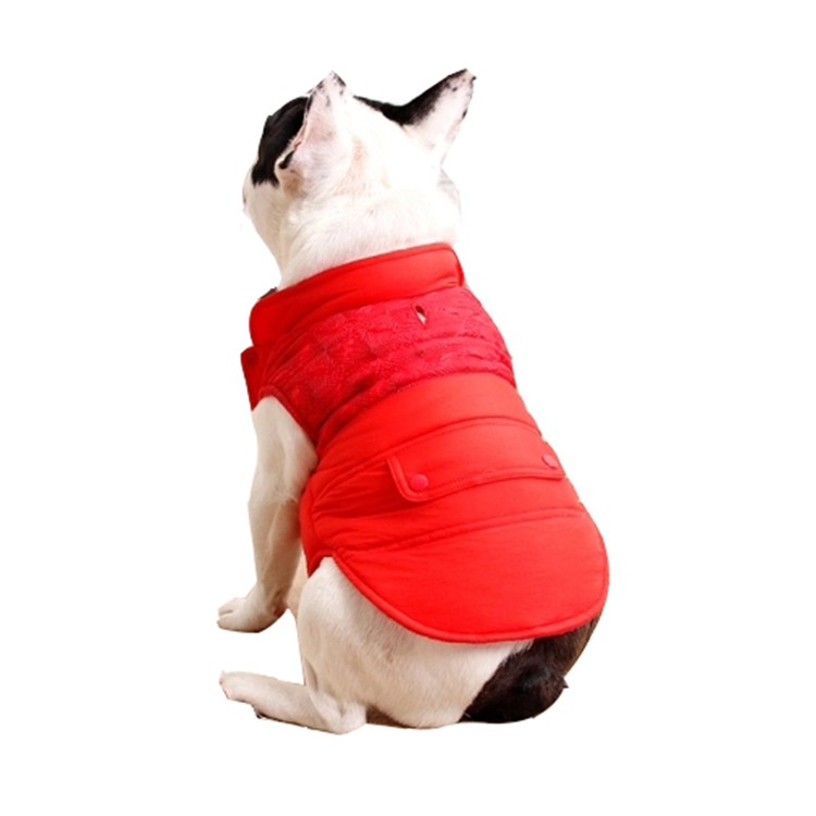 Windproof Red Color Polyester Clothes Winter Dog Coat