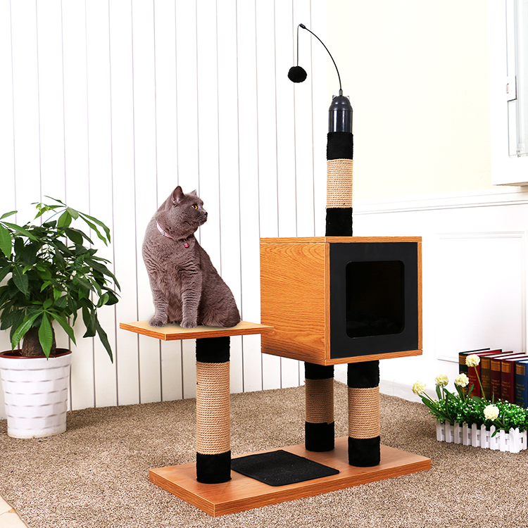 PeStar 360 Degrees Rotating Cat Stick Wood Cat Tree House Furniture