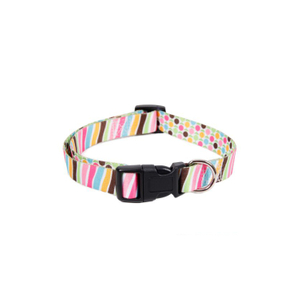 Quality-Assured Nylon Colorful Striped Safety Pet Dog Collar