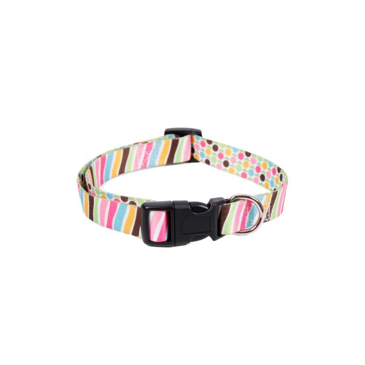 Quality-Assured Nylon Colorful Striped Safety Pet Dog Collar