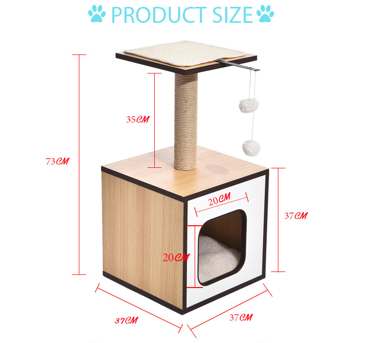 Removable Beige Wood Large Cat Condo With Scratching Post Buy Cat