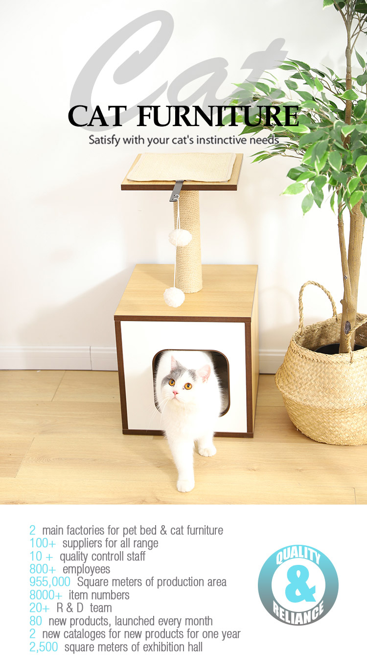 Removable Beige Wood Large Cat Condo With Scratching Post Buy Cat
