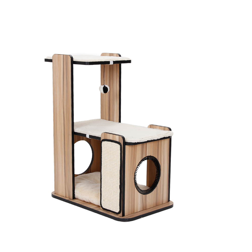 Petstar Wooden Wholesale Self Groomer And Massager Cat Tree Furniture