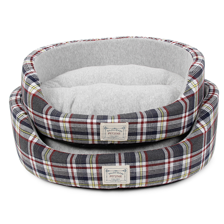 Customized Plaid Plush Orthopedic Pet Cat Bed