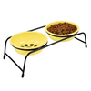 Elevated Cat Pet Feeder Stand Dog Bowl with Two Pet Bowls for Small Dogs and Cats
