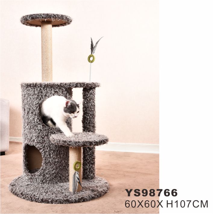 New Plush Wooden Pet Supplier Furniture Toys Cat Scratcher Tree