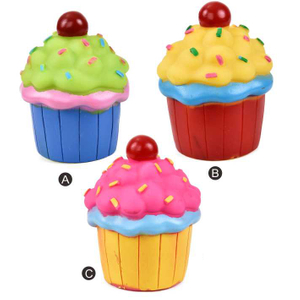 ODM Colorful Soft Vinyl Pet Food Cup Cake Shape Dog Toys