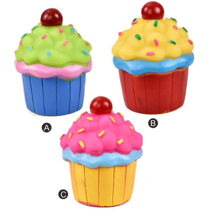 ODM Colorful Soft Vinyl Pet Food Cup Cake Shape Dog Toys