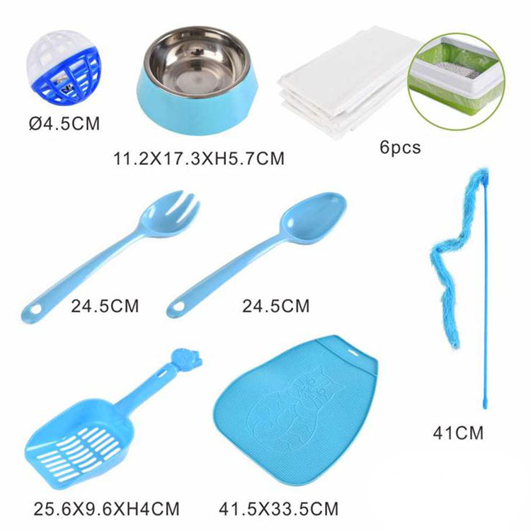 Eco Friendly 8pcs Blue Plastic Pet Cat Grooming Glove Set