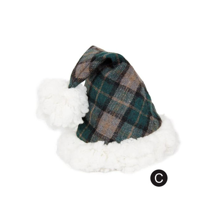 Funny Grid Winter Warm Plush Party Dog Christmas Hat