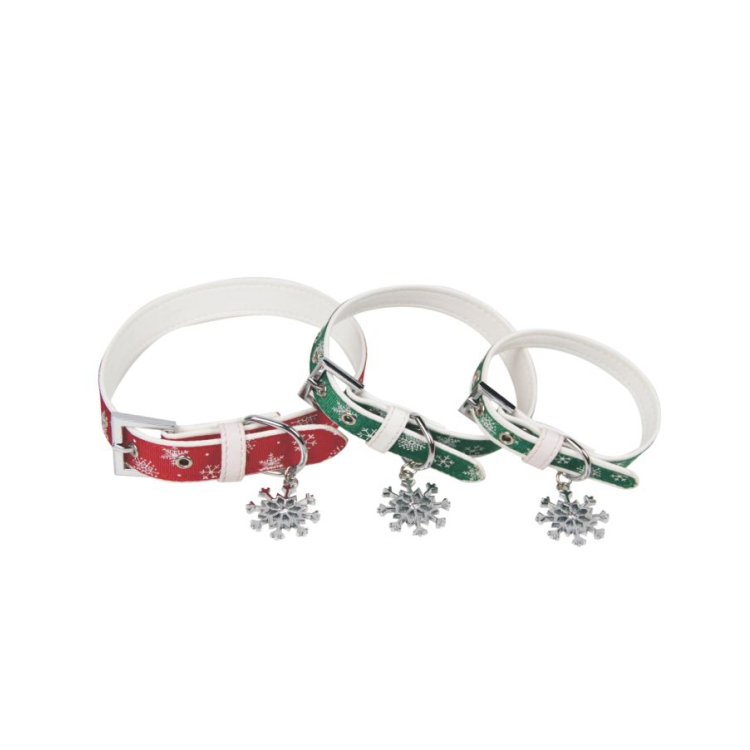 OEM Polyester Festival Pet Puppy Christmas Dog Collar With Snowflake Decoration