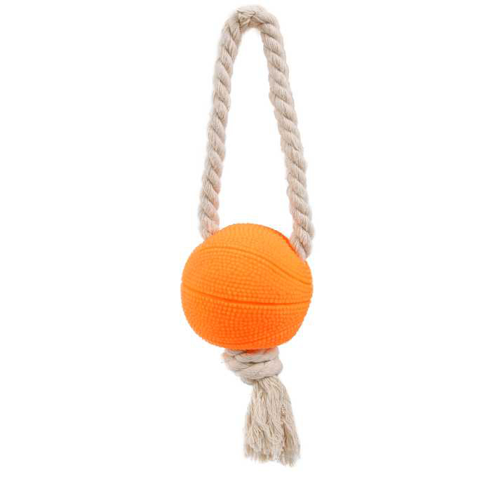 Soft Squeak Vinyl Pet Ball With Rope For Puppy dog