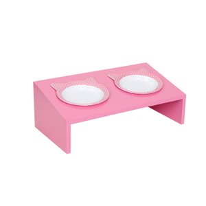 Wholesale Cute Pink Slant Natural Standing Eating Cats Pet Bowl with Grass