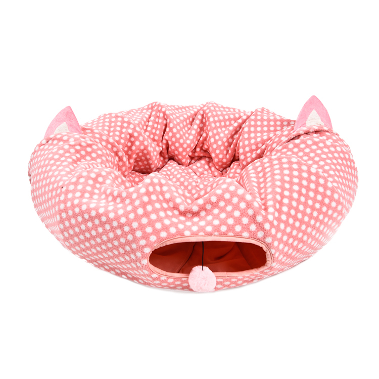 Small Medium Large Cat Tunnel Toy,Pink Cute Multifunctional 3 Way Cat Tunnel