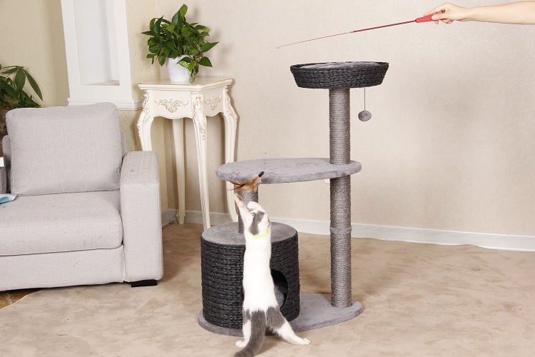 Modern Large Luxury Wood Pet Scratcher Cat Tree With Cave