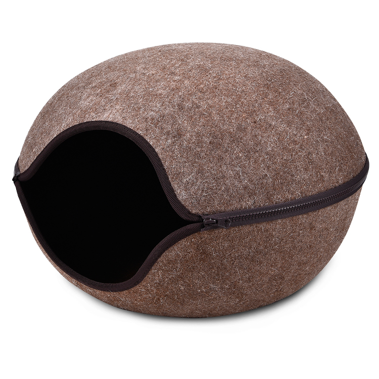 China Manufacturer Grey Felt Cat Bed Cave With Removable Cover
