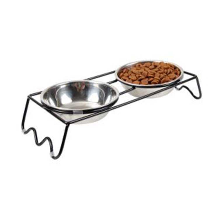 Double Elevated 2 Pet Dog Bowl Stainless Steel