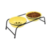 Two Ways Drink Ceramics Food Dog Bowl Stand With Stainless Steel